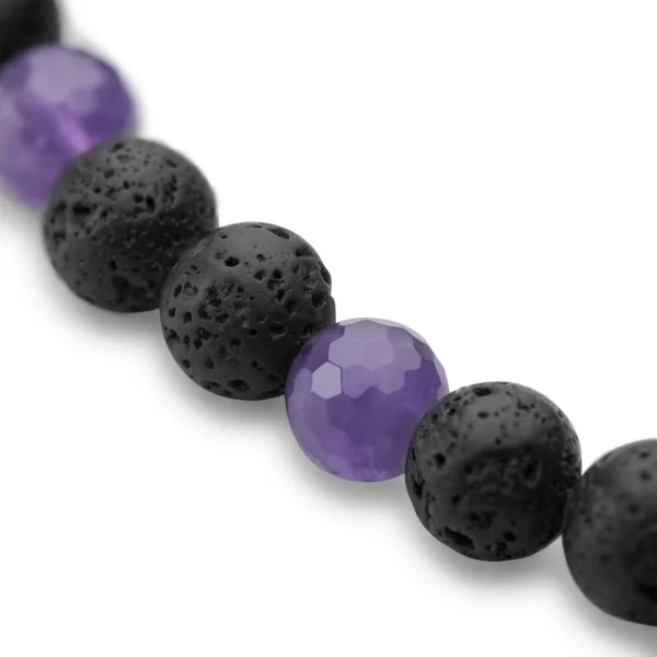 Arkai Bracelet Sanatio En Pierre De Lave & Améthyste De 8 Mm 7