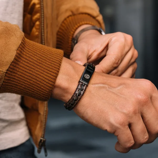 Lucleon Bracelet En Cuir Brun Lacé 4