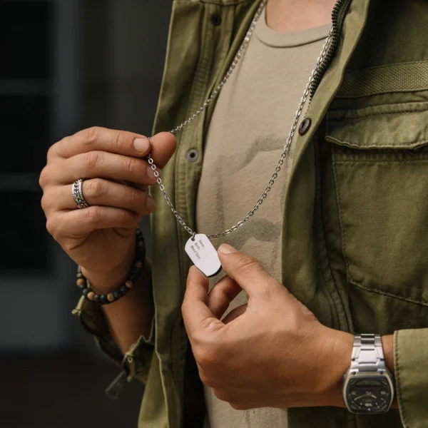 Lucleon Collier Avec Pendentif Plaque Militaire Classique 5