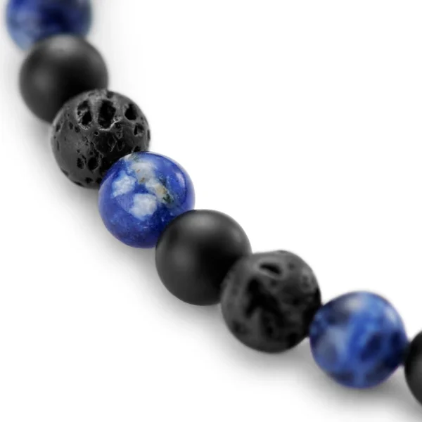 Arkai Bracelet Sanatio En Pierre De Lave, Sodalite Et Onyx De 6 Mm 4