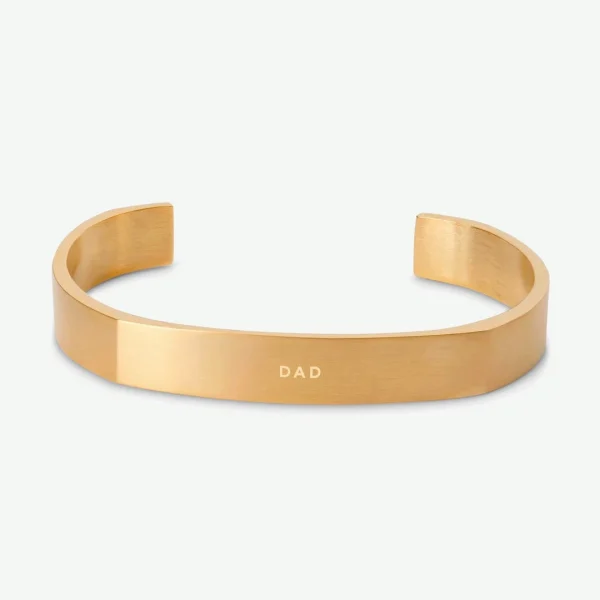 Lucleon Bracelet Manchette Doré En Acier Brossé 5