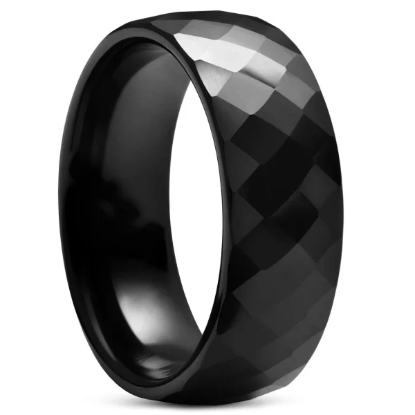 Lucleon Bague En Céramique à Facettes Noire 1