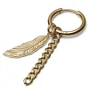 Lucleon Boucle D’oreille En Acier Doré Avec Pendentifs Plumes Et Chaîne 20