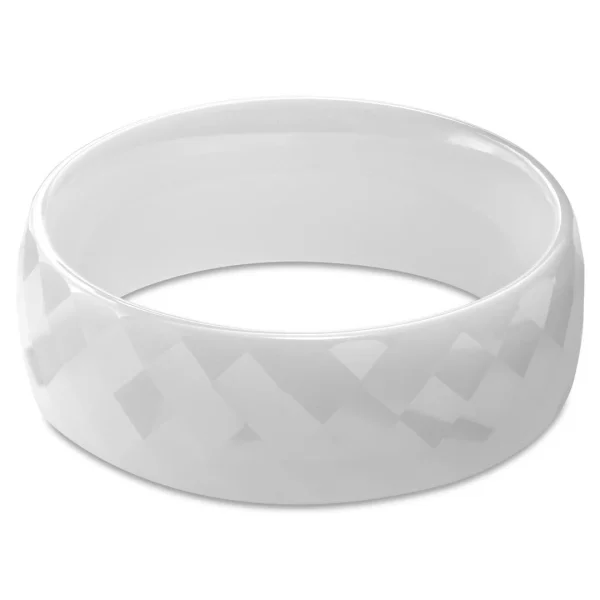 Lucleon Bague En Céramique à Facettes Blanche 3
