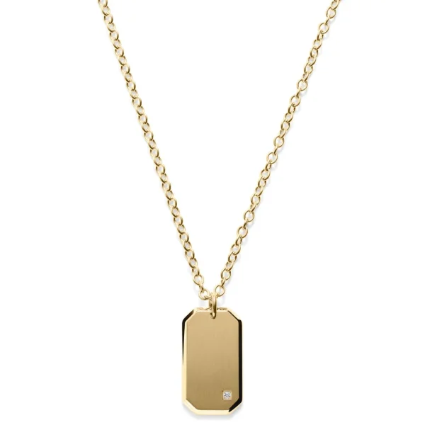 Lucleon Collier à Pendentif Plaque D’identité Militaire En Acier Doré Et Zircone 1