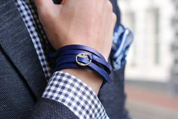 Collin Rowe Bracelet En Cuir Bleu Ajustable 5
