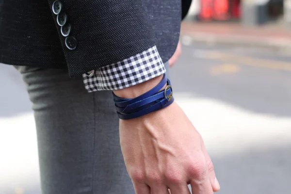 Collin Rowe Bracelet En Cuir Bleu Ajustable 4