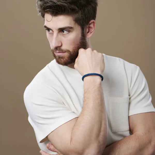 Lucleon Bracelet En Cuir Bleu Et Noir 6
