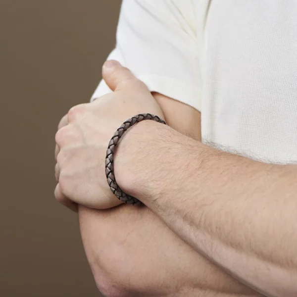 Lucleon Bracelet En Cuir Marron Et Noir 5