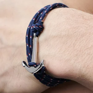 Tailor Toki Le Marin – Bracelet Bleu Marine, Rouge Et Blanc à Pendentif Argenté 18