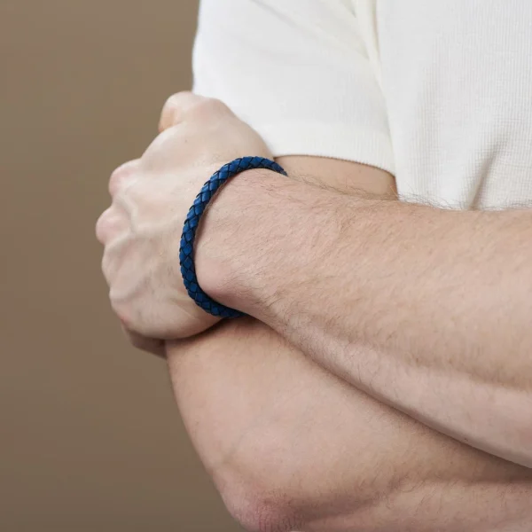 Lucleon Bracelet En Cuir Bleu Et Noir 5