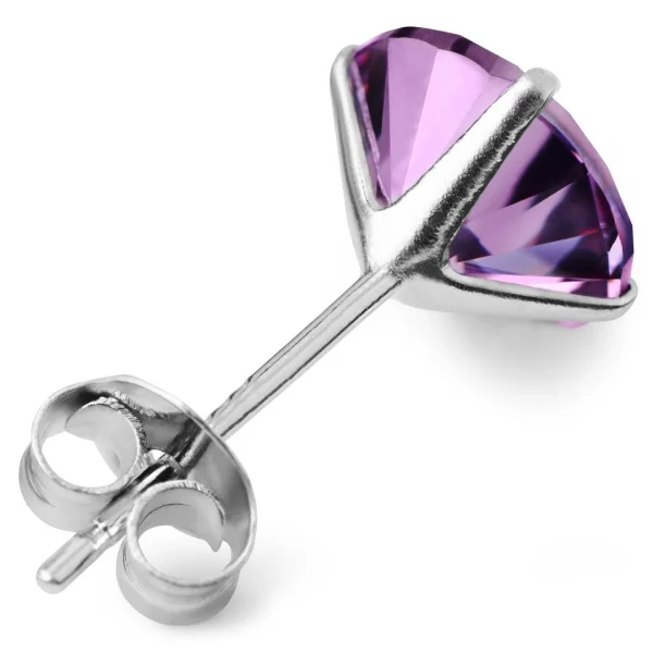 Lucleon Boucle D’oreille Ronde Et Violet Clair En Zircone – 8 Mm 3
