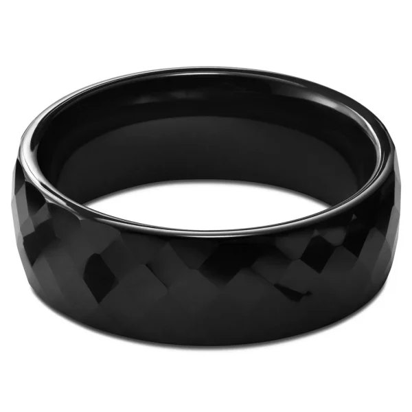Lucleon Bague En Céramique à Facettes Noire 3