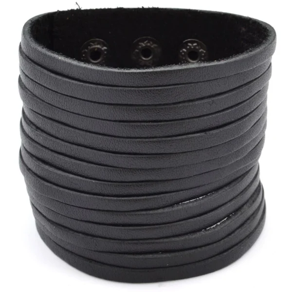 Collin Rowe Large Bracelet En Cuir Noir 1