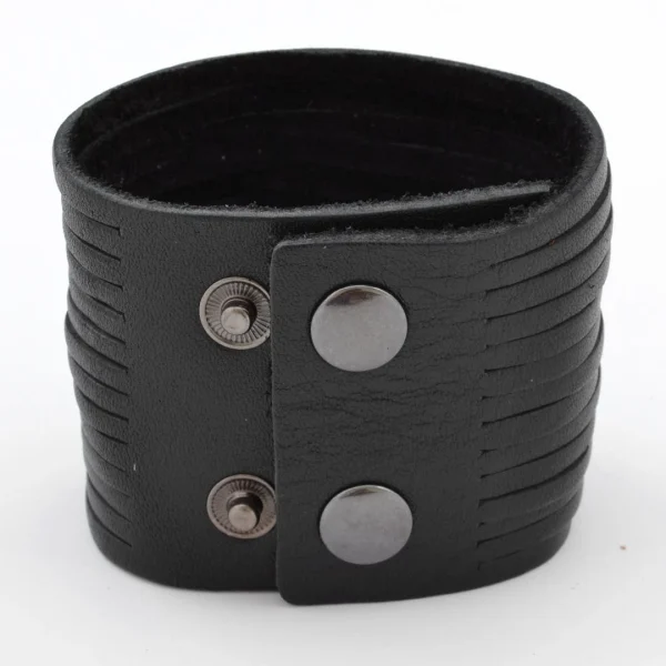 Collin Rowe Large Bracelet En Cuir Noir 3
