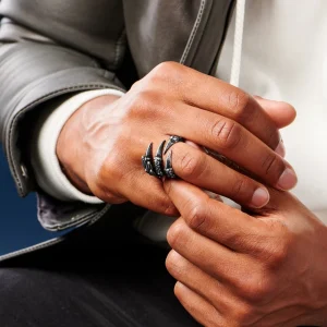 Moody Mason Bague « La Griffe De Dragon » Noire & Acier 10