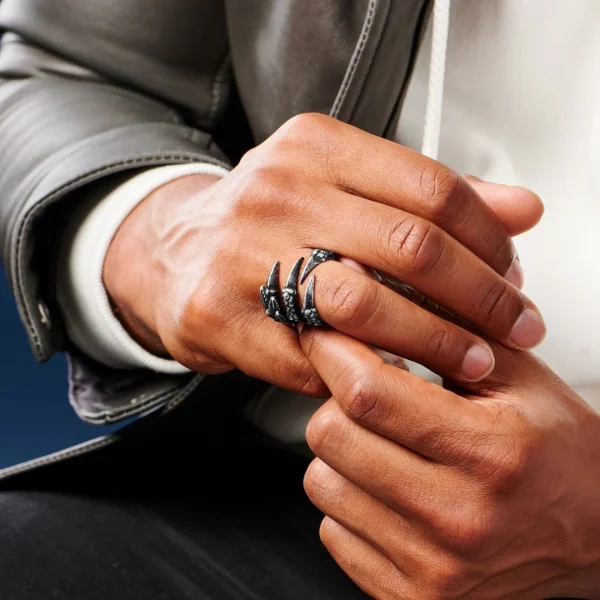 Moody Mason Bague « La Griffe De Dragon » Noire & Acier 3