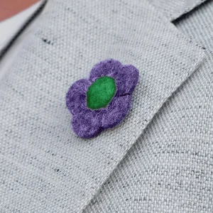 Warren Asher Broche à Fleur Pourpre Et Vert 16