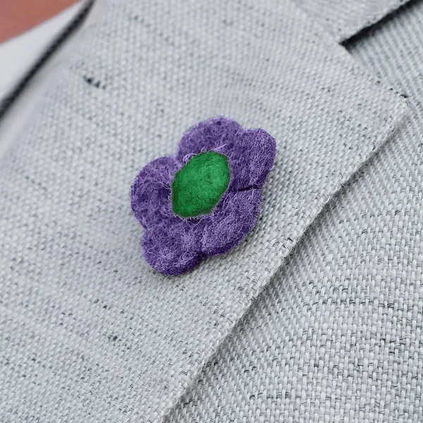Warren Asher Broche à Fleur Pourpre Et Vert 6