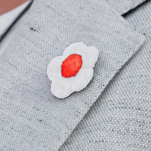 Warren Asher Pin’s à Fleur Blanche Et Rouge 16