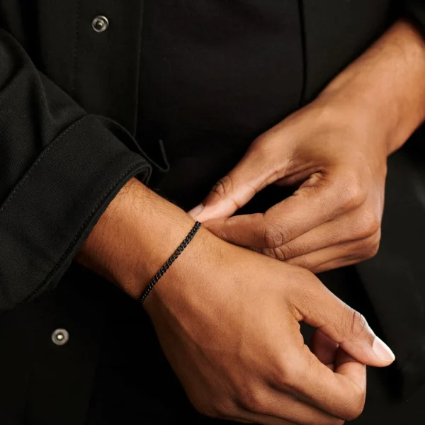 Lucleon Bracelet Chaîne à Mailles Noires – 4 Mm 4