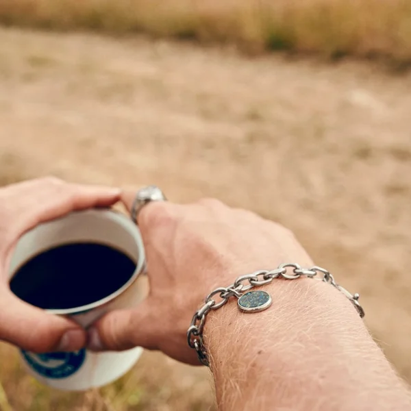 Arkai Atlas | Bracelet En Acier Argenté Avec Pendentif Azurite Et Malachite 3