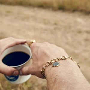 Arkai Atlas | Bracelet En Acier Doré Avec Pendentif Azurite Et Malachite 10