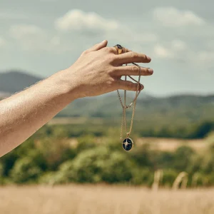 Arkai Atlas | Collier Doré à Pendentif étoile Polaire Et Pierre D’azurite Et Malachite 10