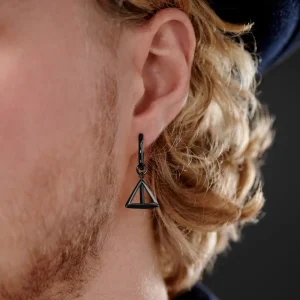 Lucleon Boucle D’oreille En Acier Noir Avec Pendentif Triangle 12