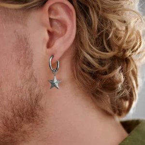 Lucleon Boucle D’oreille En Titane Argenté Avec Pendentif étoile 12