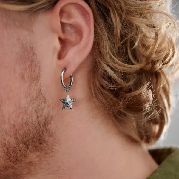 Lucleon Boucle D’oreille En Titane Argenté Avec Pendentif étoile 4