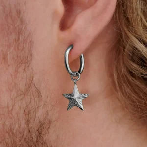 Lucleon Boucle D’oreille En Titane Argenté Avec Pendentif étoile 18