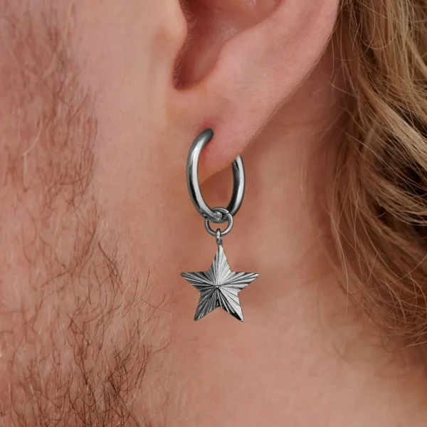 Lucleon Boucle D’oreille En Titane Argenté Avec Pendentif étoile 7