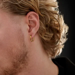 Lucleon Boucle D’oreille Anneau En Acier Doré 12