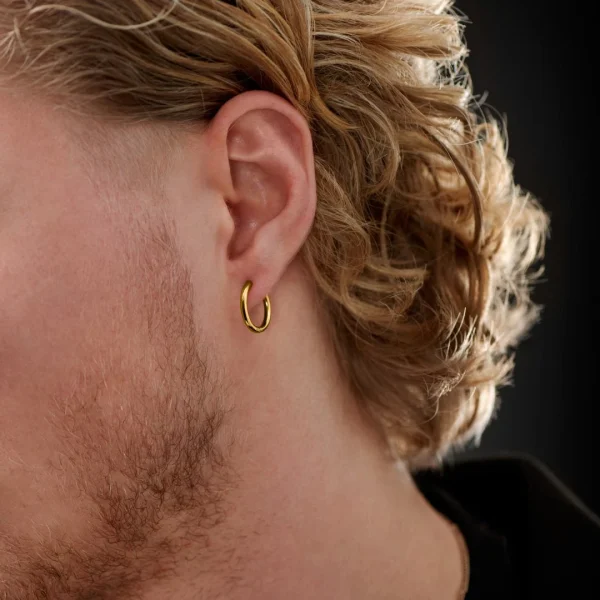 Lucleon Boucle D’oreille Anneau En Acier Doré 4