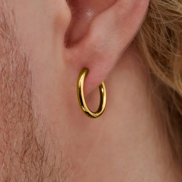 Lucleon Boucle D’oreille Anneau En Acier Doré 6