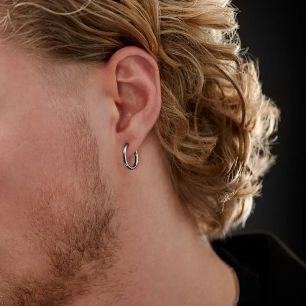 Lucleon Boucle D’oreille Anneau En Acier Argenté 4