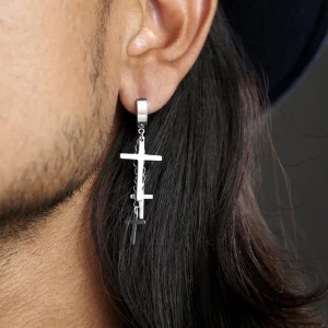 Fort Tempus Boucle D’oreille Trio De Croix Argenté 14