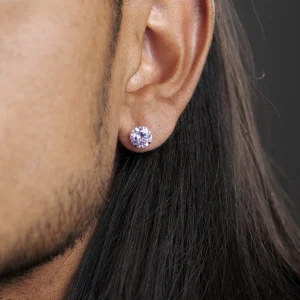 Lucleon Boucle D’oreille Ronde Et Violet Clair En Zircone – 8 Mm 12