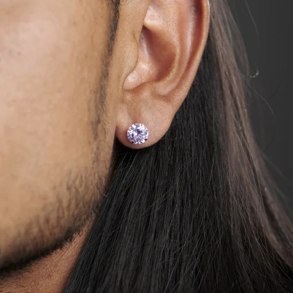 Lucleon Boucle D’oreille Ronde Et Violet Clair En Zircone – 8 Mm 4
