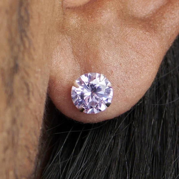 Lucleon Boucle D’oreille Ronde Et Violet Clair En Zircone – 8 Mm 6