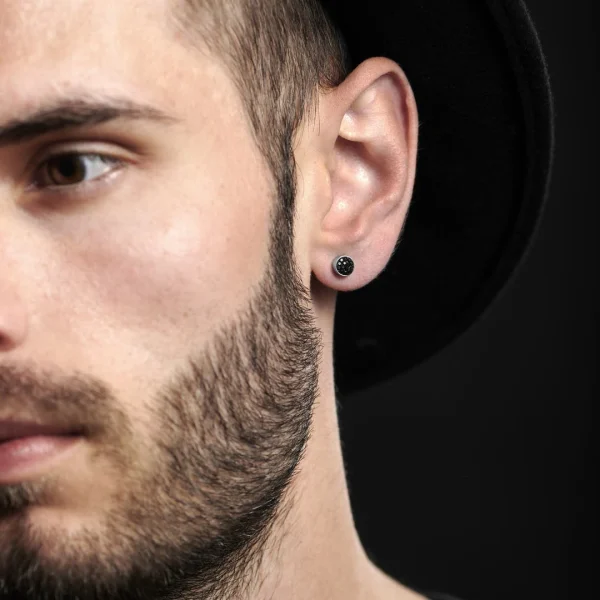 Fort Tempus Clou D’oreille Magnétique à Zircone Noire 6 Mm 6