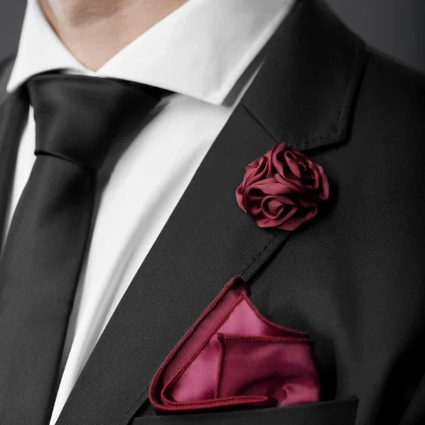 Warren Asher Boutonnière à Fleur De Rose Bourgogne 5