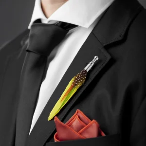 Warren Asher Épinglette « La Plume » Jaune 14