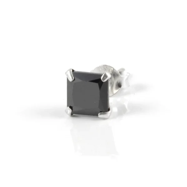 Lucleon Boucle D’oreille Carrée Pierre De Zircone Noire – 6mm 1
