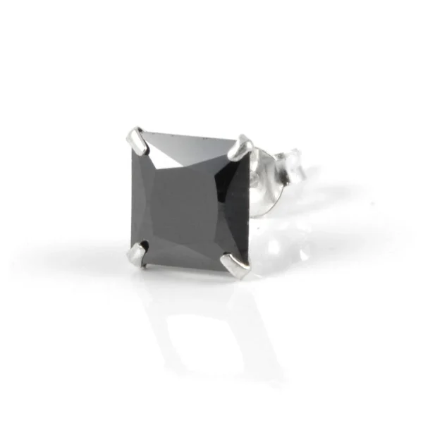 Lucleon Boucle D’oreille Carrée – Pierre De Zircone Noire De 8mm 1