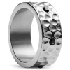 Arkai Orphic | Bague En Acier Inoxydable Argenté Martelé Avec Zircone Noire – 9 Mm 22