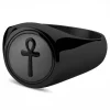 Lucleon Chevalière Ankh En Acier Noir 11