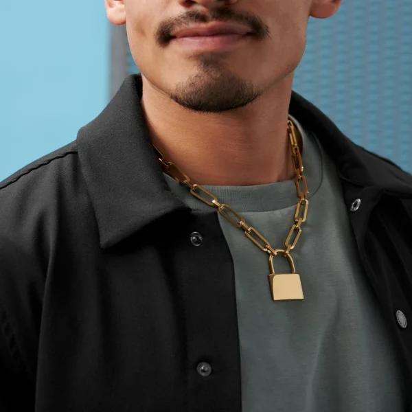 Lucleon Collier Carter Amager à Chaîne Dorée Et Pendentif Cadenas 5