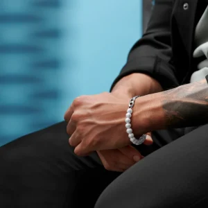 Lucleon Chaîne Gourmette Argentée Et Bracelet De Perles Chad Amager 12